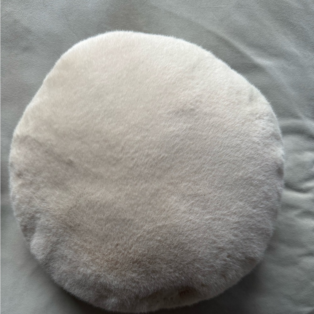 CB2 Harlee Round Ivory White Faux Fur Throw
Pillow 16"